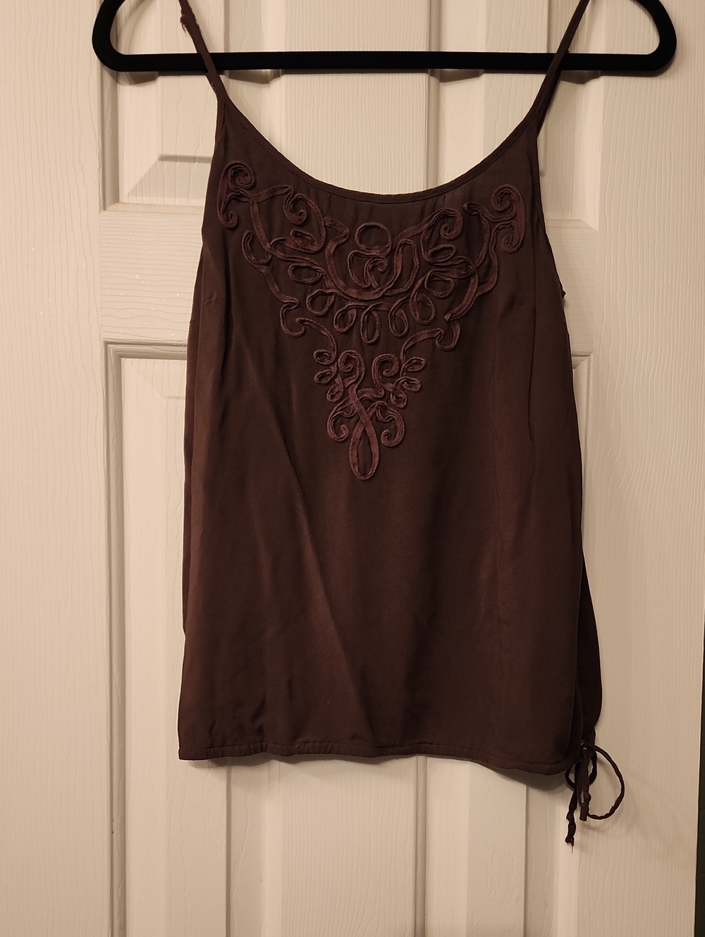 Elle Brown Embroidered Spaghetti Strap Camisole